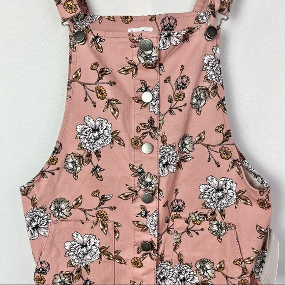 Love, Fire Light Pink Floral Button Down Overall Dress M - Picture 4 of 6